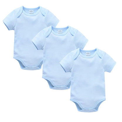Kavkas 3PCS 5PCS Baby Boys Girls Clothes Solid White Short Sleeve Cotton Baby Bodysuits 0-24 months  Jumpsuit