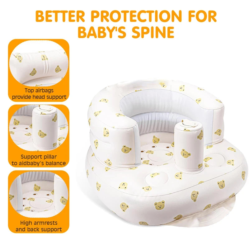 Inflatable Baby Seat for Babies 3-36 Months, Built in Air Pum  to Sit ,Feeding,