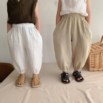 Organic Cotton Baby Pants Newborn Toddlers Print Soft Muslin Clothes Pants Capris