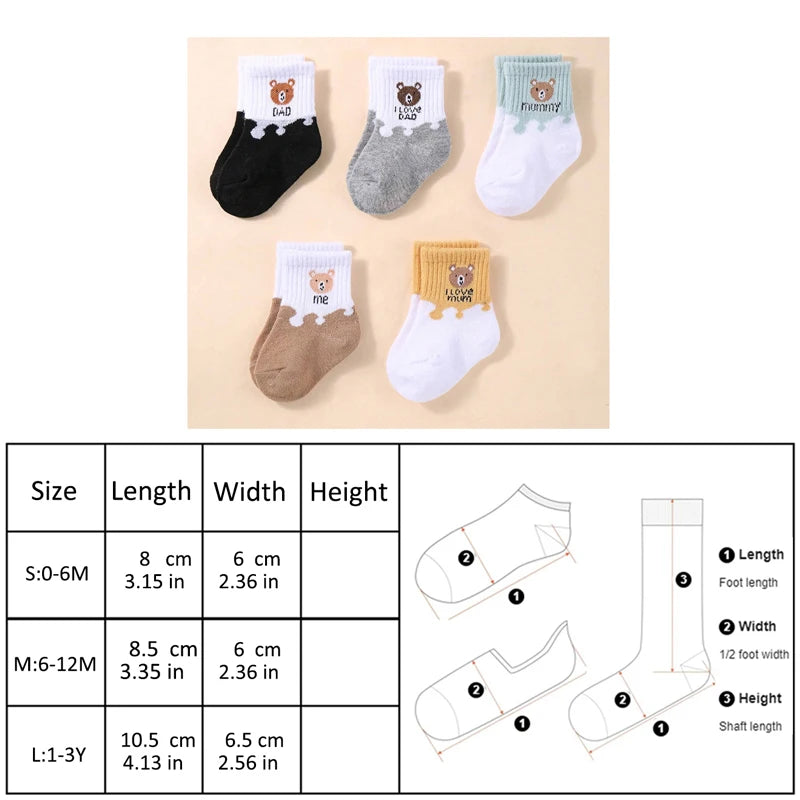 5 Pairs Baby Socks Low Cut Stretch Ankle Socks Toddler Boys Girls Baby Socks