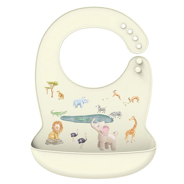 Silicone Bib Waterproof Saliva Dripping Banana Bibs Cartoon Soft Edible Aprons Baby Adjustable Burp Scarf