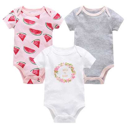 3/6 pcs a lot Baby Girls Clothes Cotton Short Sleeve Girl Bodysuit 0-12 Months Newborn