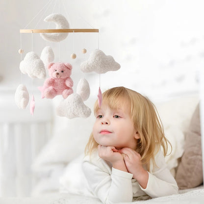 Baby Crib Mobile Rattle Toy 0-12Months Infant  Felt mobile Teddy Velvet Bear  Bell