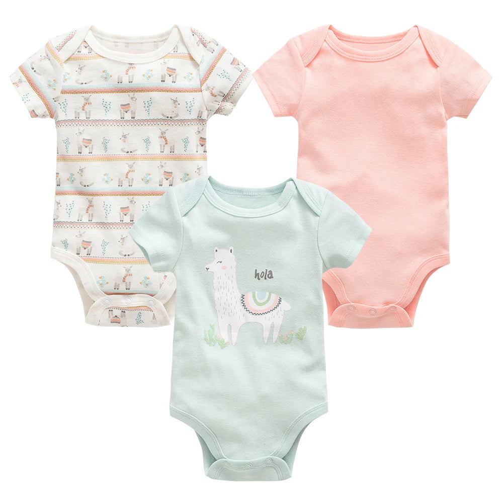 3/6 pcs a lot Baby Girls Clothes Cotton Short Sleeve Girl Bodysuit 0-12 Months Newborn