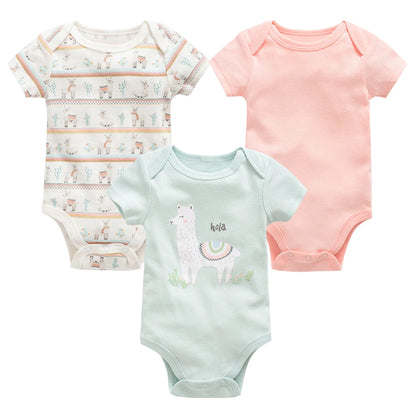 3/6 pcs a lot Baby Girls Clothes Cotton Short Sleeve Girl Bodysuit 0-12 Months Newborn