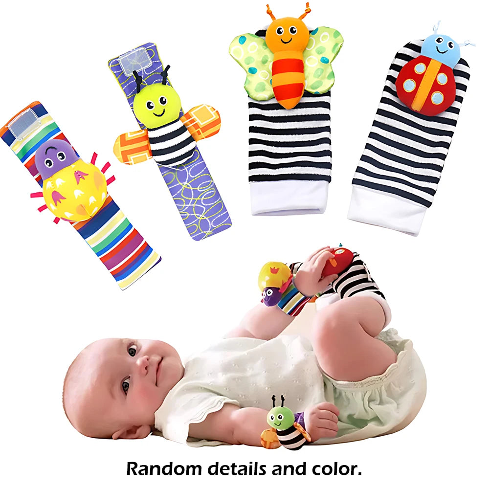 4pcs Baby Rattle / Cute Stuffed Animals Wrist Rattle  Socks 0~24 Months for Infant Boy Girl