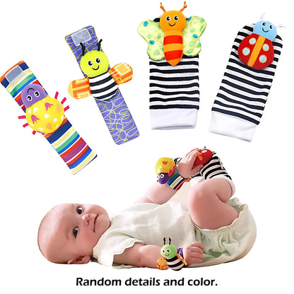 4pcs Baby Rattle / Cute Stuffed Animals Wrist Rattle  Socks 0~24 Months for Infant Boy Girl