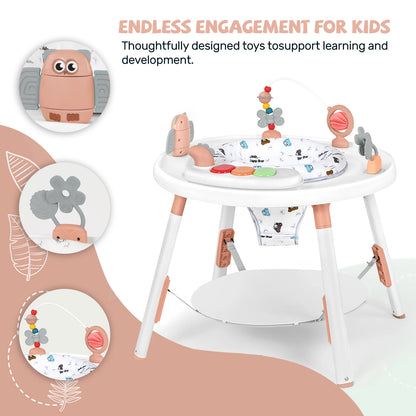 Multi-Functional Baby Play Center– 3-in-1 Activity Center with Toys, 360° Seat & Adjustable Height (Blue/Pink/Green)