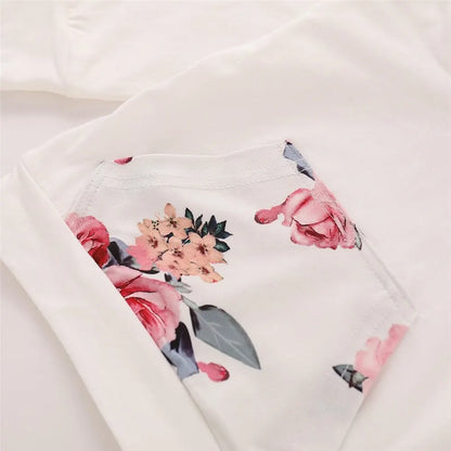 0-18 Months Toddler Baby Girl 3PCS Hooded Clothes Set Flowers Print Long Sleeve Top+Pant+Bowknot Headband