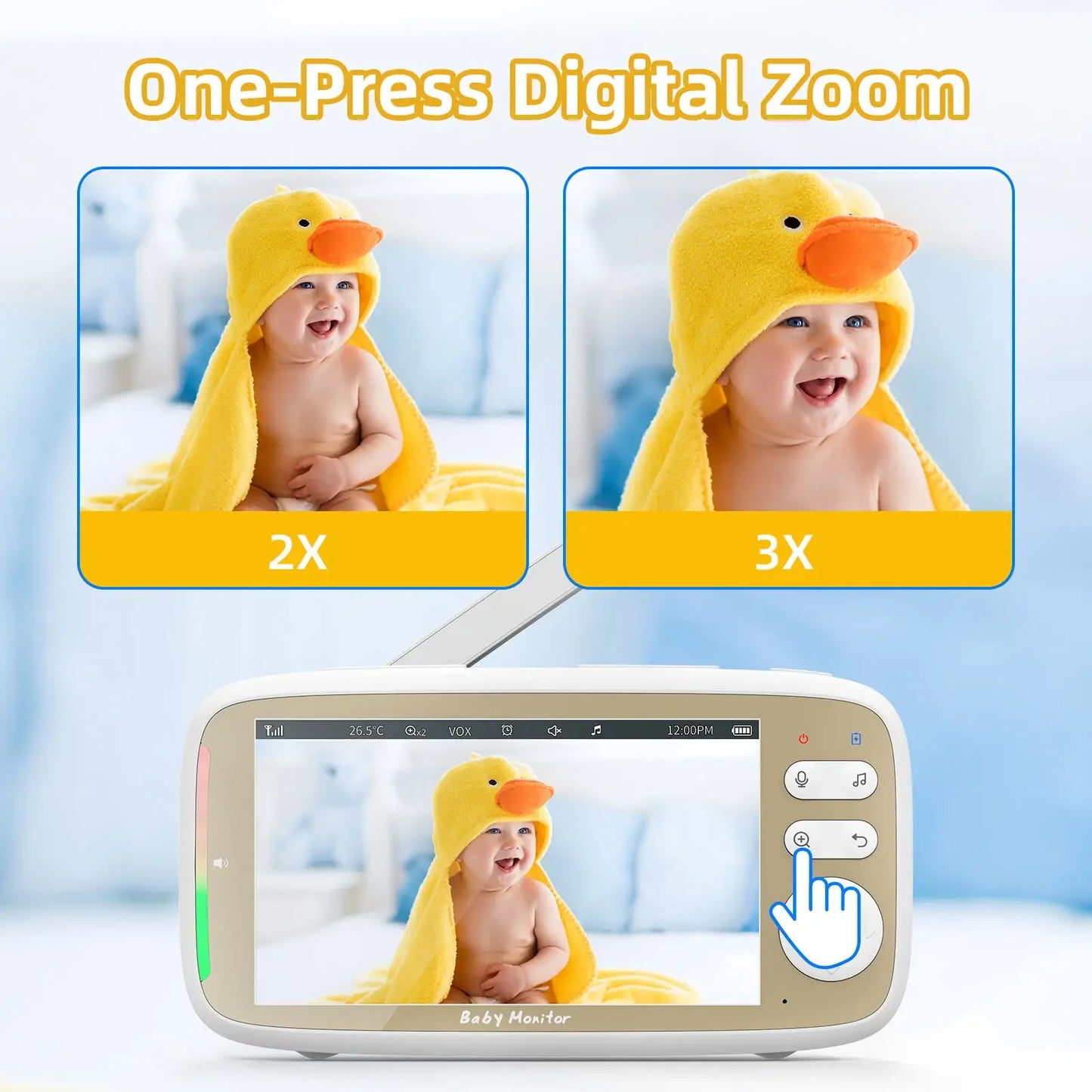 5 Inch Baby Monitor, Dual Control with Two Way and Audio Night Vision