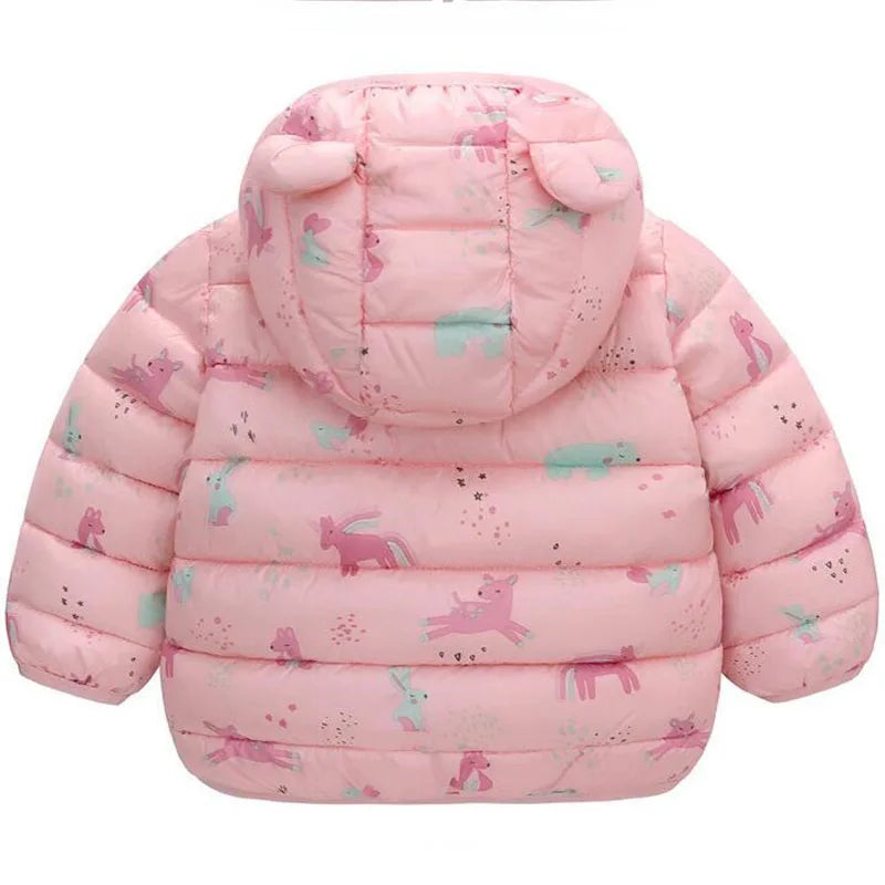 Baby Boys Girls Jackets For Kids Cartoon Bear Zipper Coats  Warm Down Jackets