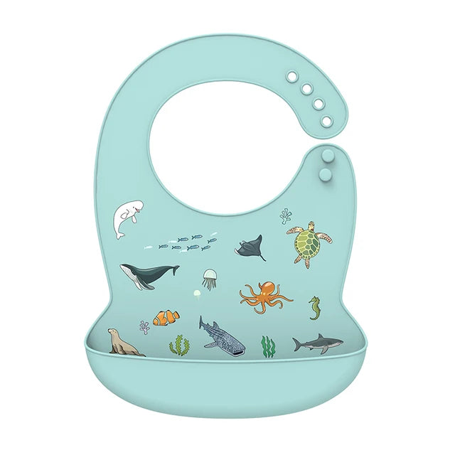 Silicone Bib Waterproof Saliva Dripping Banana Bibs Cartoon Soft Edible Aprons Baby Adjustable Burp Scarf