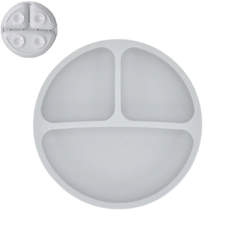 Silicone Baby Dining Plate Rice Spoon Set Cute Cartoon Children Dishes Retro Kid Bowl