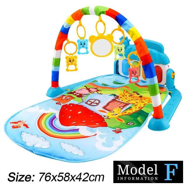 Baby Fitness Stand Music Play Gym Activity Toys Newborn Piano Game Pad Early Education 0-36 Months