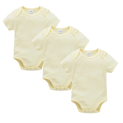 Kavkas 3PCS 5PCS Baby Boys Girls Clothes Solid White Short Sleeve Cotton Baby Bodysuits 0-24 months  Jumpsuit