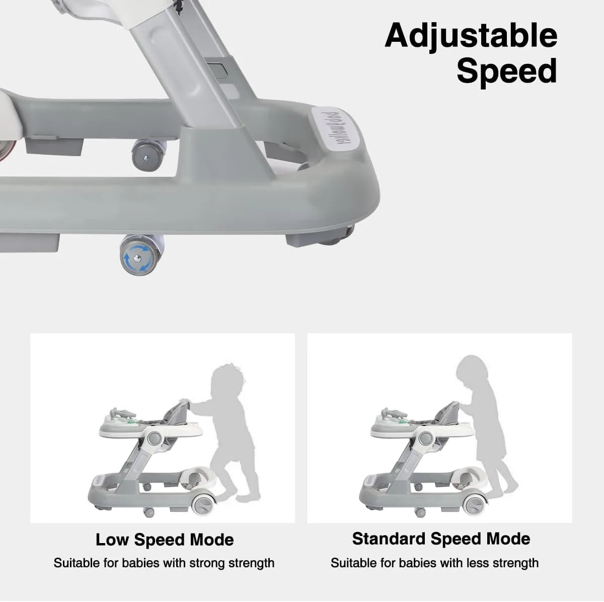 2 in 1 Baby Walker, Toddler with Removable Feeding Tray and Music Tray(Without Battery), Foldable