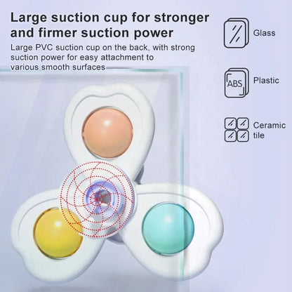 3 in 1 Suction Cups Spinning Top Toy For Baby Game Infant Teether   Rattle Bath Toys
