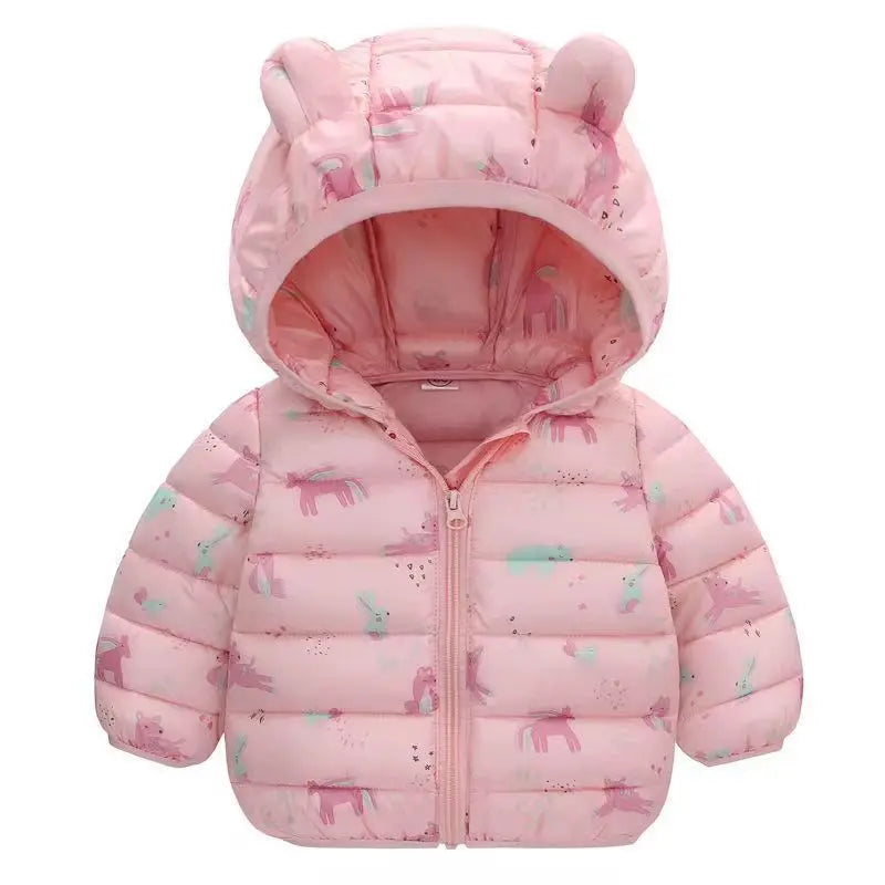 Baby Boys Girls Jackets For Kids Cartoon Bear Zipper Coats  Warm Down Jackets