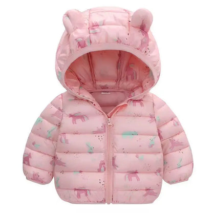 Baby Boys Girls Jackets For Kids Cartoon Bear Zipper Coats  Warm Down Jackets