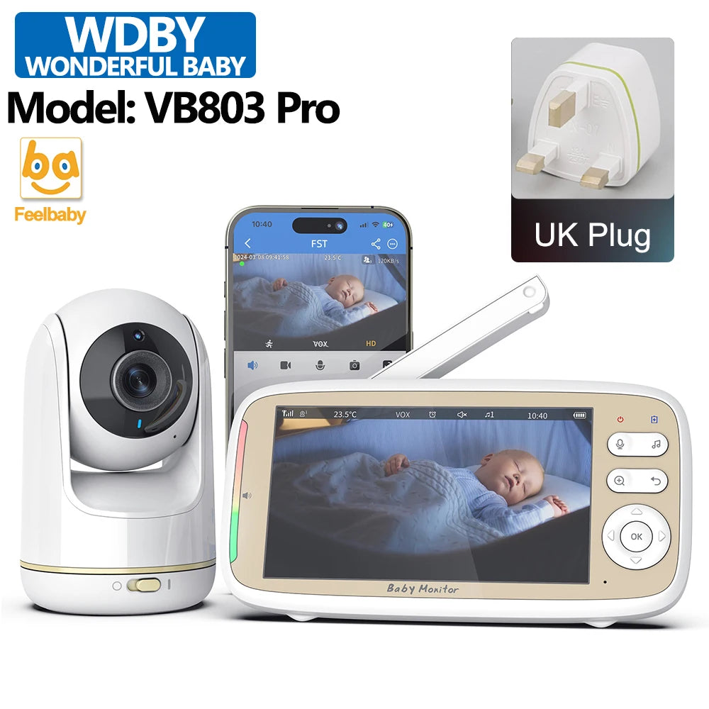 5 Inch Baby Monitor, Dual Control with Two Way and Audio Night Vision