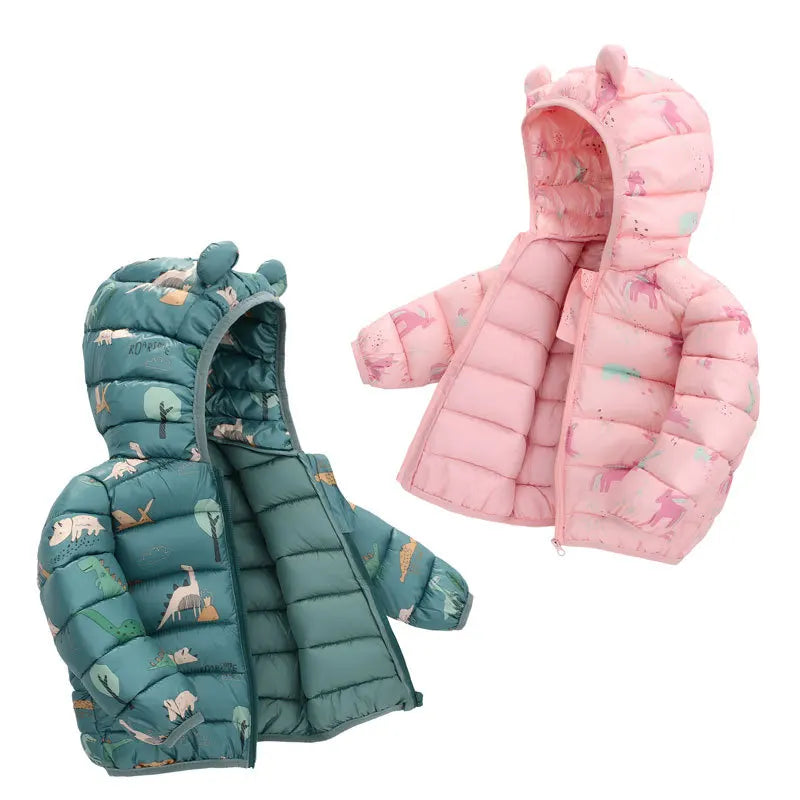 Baby Boys Girls Jackets For Kids Cartoon Bear Zipper Coats  Warm Down Jackets