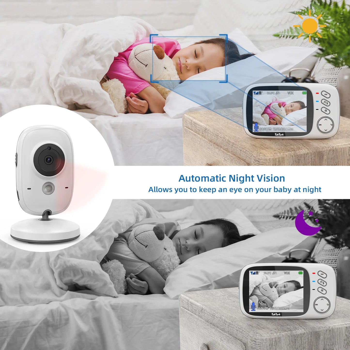 3.2 Inch Wireless Video Baby Monitor   Night Vision Two Way Intercom Temperature Monitoring