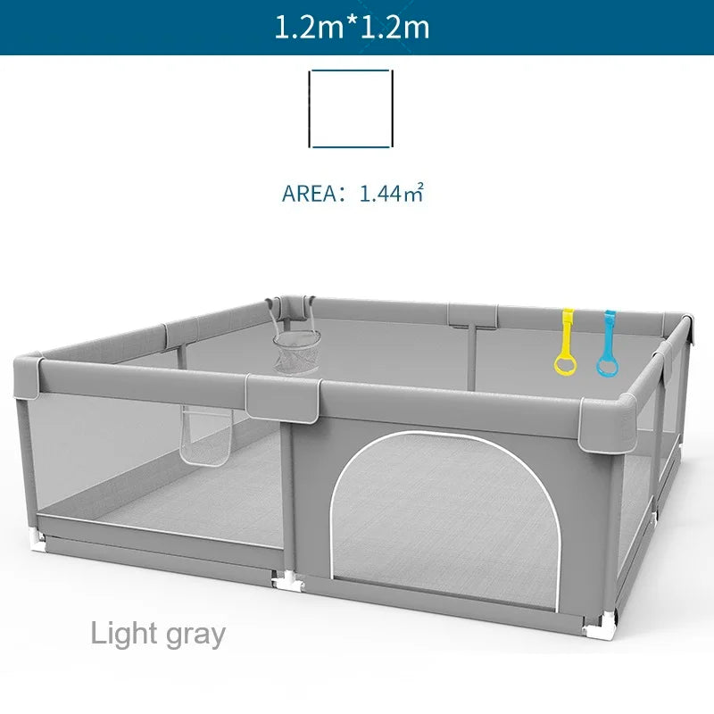 IMBABY Baby Playpens Light Gray Corral for Baby Playground with Pull Ring Child Safety Barrier