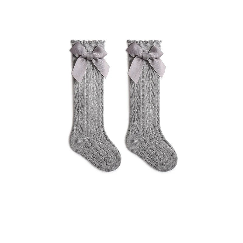 Summer Baby Girls Socks Toddler Bow Long Sock Kids Knee High Soft Cotton  Lace Socks 0-3Y
