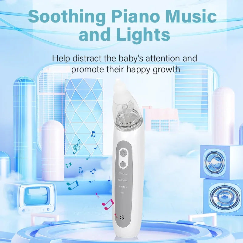 Nasal Aspirator for Baby Electric Nose Aspirator for Toddler Nose Sucker with Music and 3 Silicone Tips