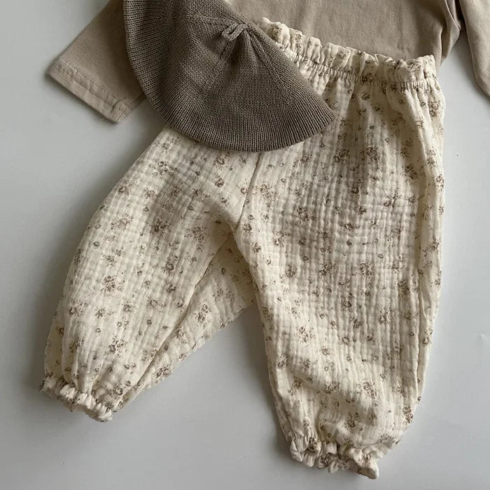 Organic Cotton Baby Pants Newborn Toddlers Print Soft Muslin Clothes Pants Capris