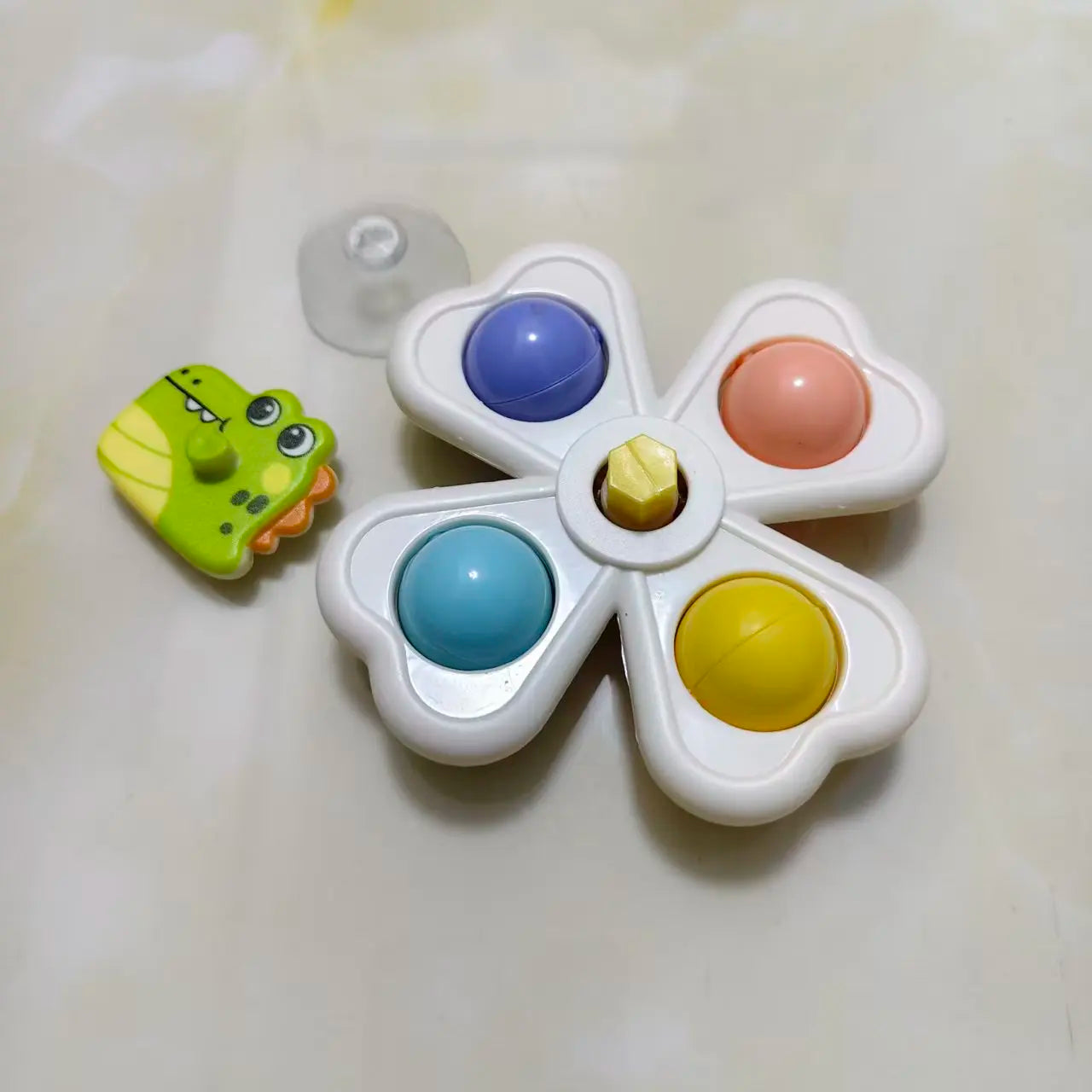 3 in 1 Suction Cups Spinning Top Toy For Baby Game Infant Teether   Rattle Bath Toys