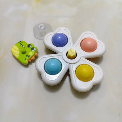 3 in 1 Suction Cups Spinning Top Toy For Baby Game Infant Teether   Rattle Bath Toys