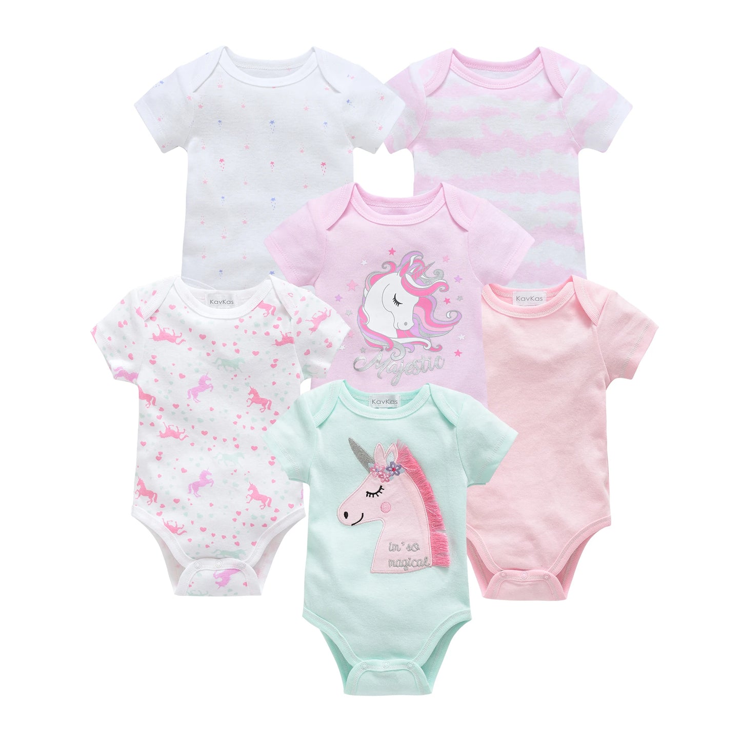 3/6 pcs a lot Baby Girls Clothes Cotton Short Sleeve Girl Bodysuit 0-12 Months Newborn