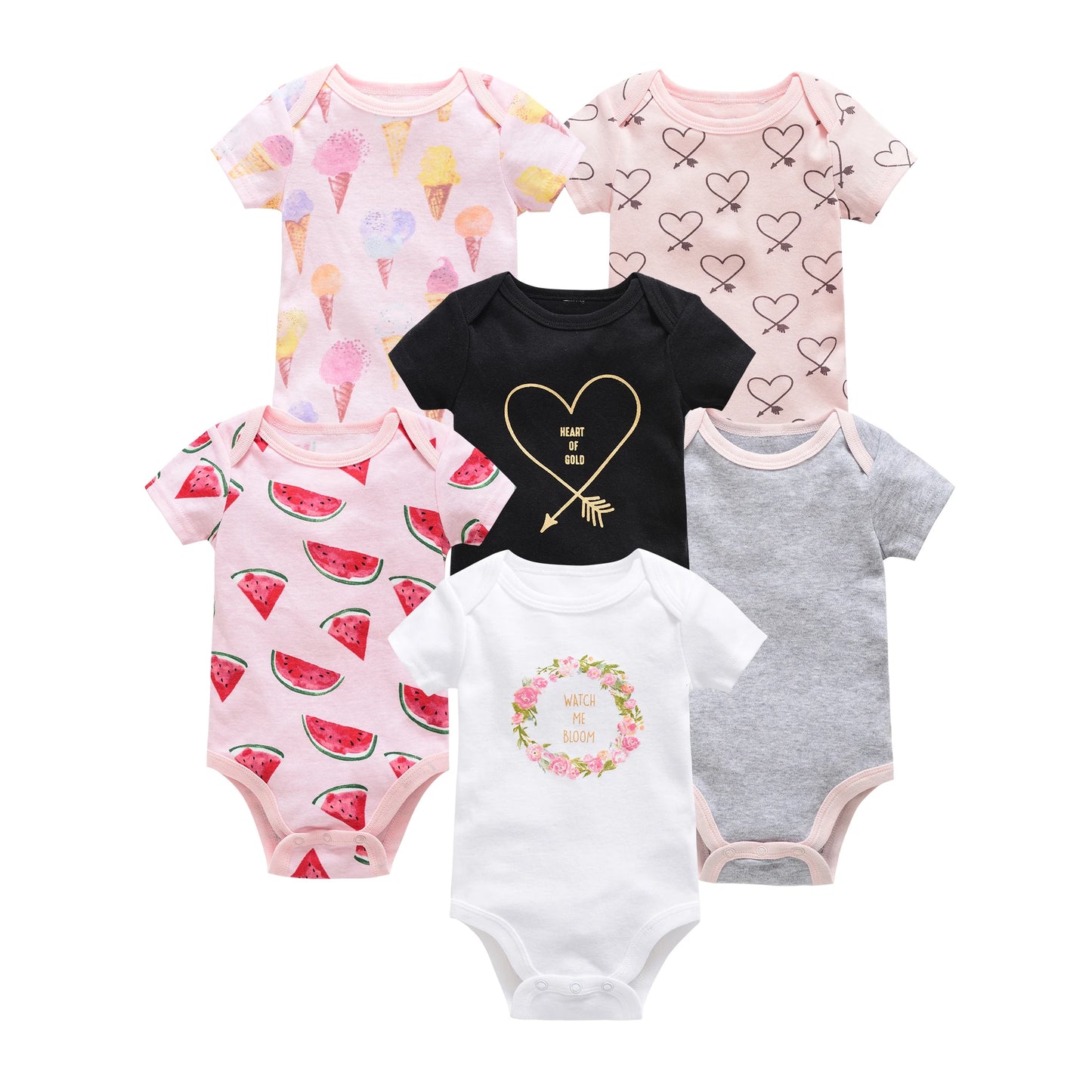 3/6 pcs a lot Baby Girls Clothes Cotton Short Sleeve Girl Bodysuit 0-12 Months Newborn