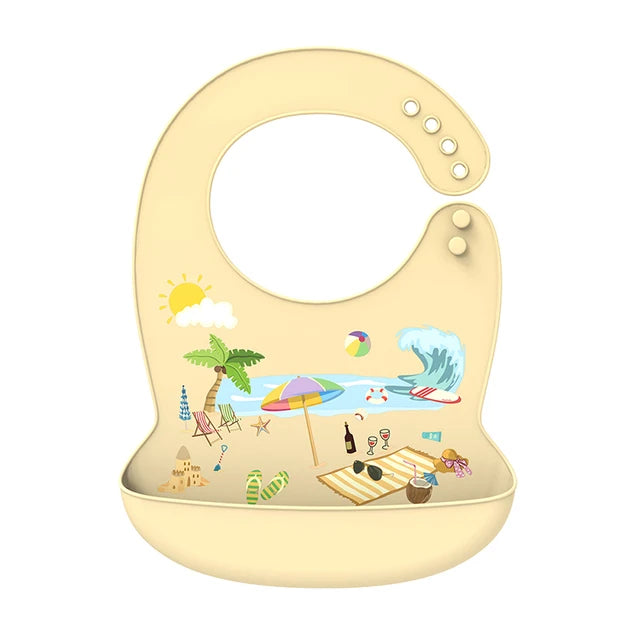 Silicone Bib Waterproof Saliva Dripping Banana Bibs Cartoon Soft Edible Aprons Baby Adjustable Burp Scarf