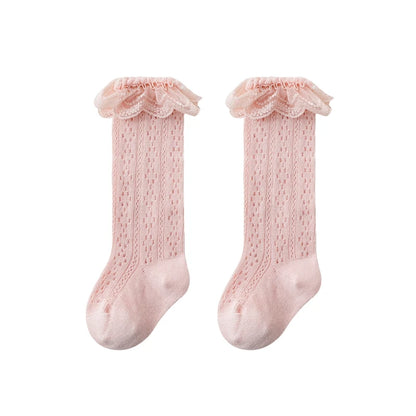 Summer Baby Girls Socks Toddler Bow Long Sock Kids Knee High Soft Cotton  Lace Socks 0-3Y