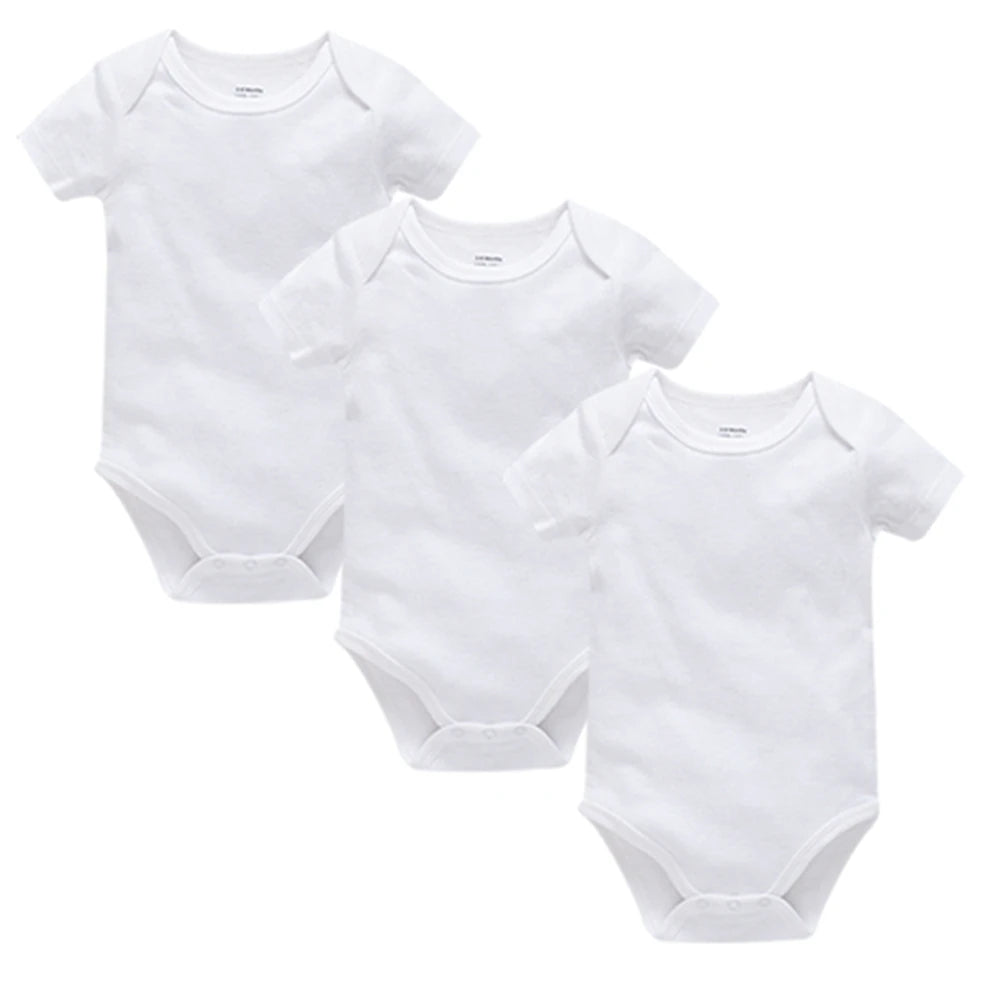 Kavkas 3PCS 5PCS Baby Boys Girls Clothes Solid White Short Sleeve Cotton Baby Bodysuits 0-24 months  Jumpsuit