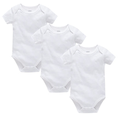 Kavkas 3PCS 5PCS Baby Boys Girls Clothes Solid White Short Sleeve Cotton Baby Bodysuits 0-24 months  Jumpsuit