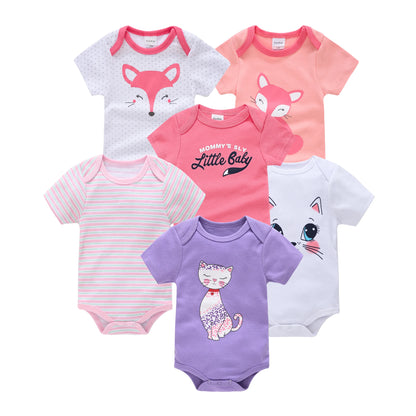 3/6 pcs a lot Baby Girls Clothes Cotton Short Sleeve Girl Bodysuit 0-12 Months Newborn