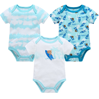 3/6 pcs a lot Baby Girls Clothes Cotton Short Sleeve Girl Bodysuit 0-12 Months Newborn