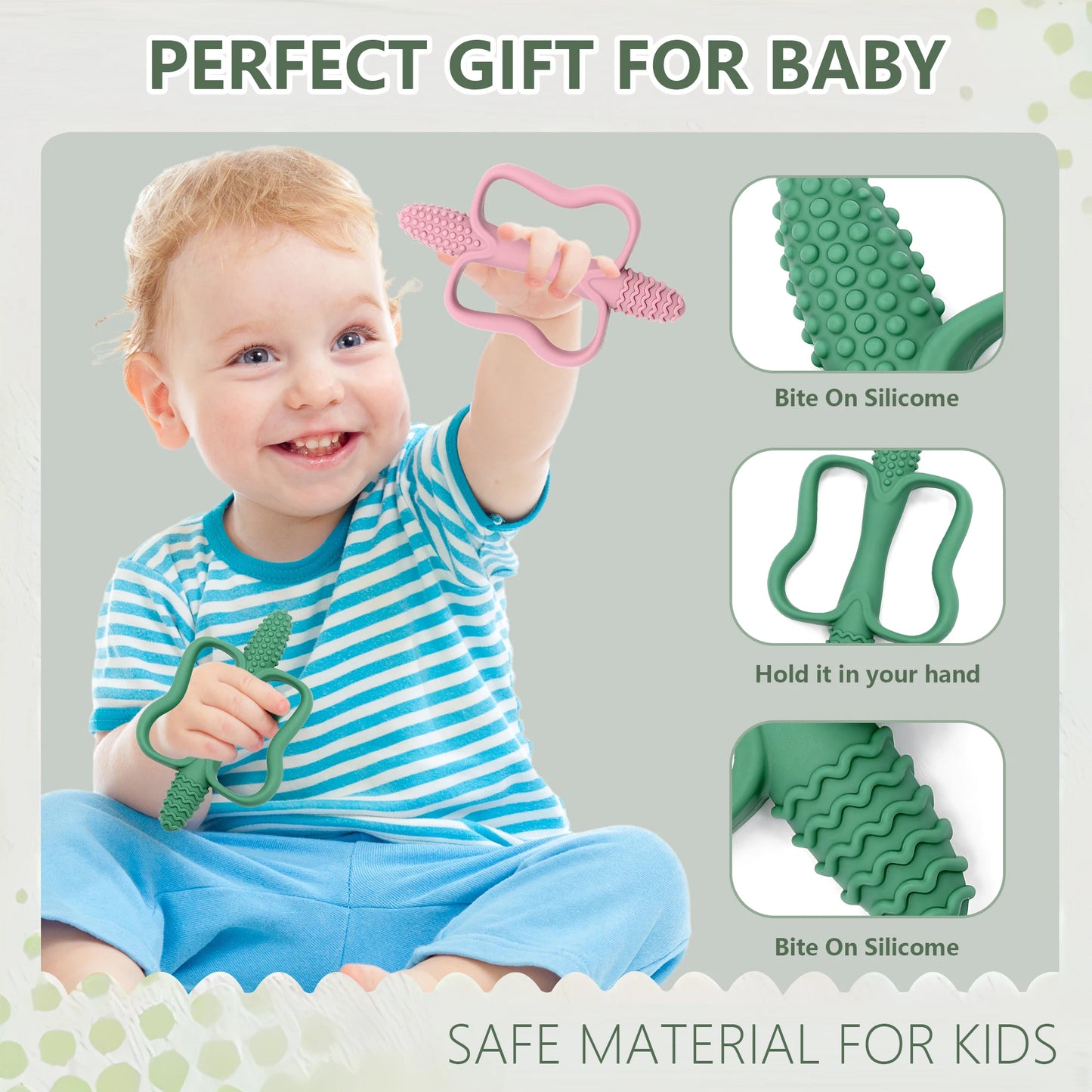 Baby teething toys with easy-grip handles, silicone teething toysfor babies 0-6  months, 6-12 months