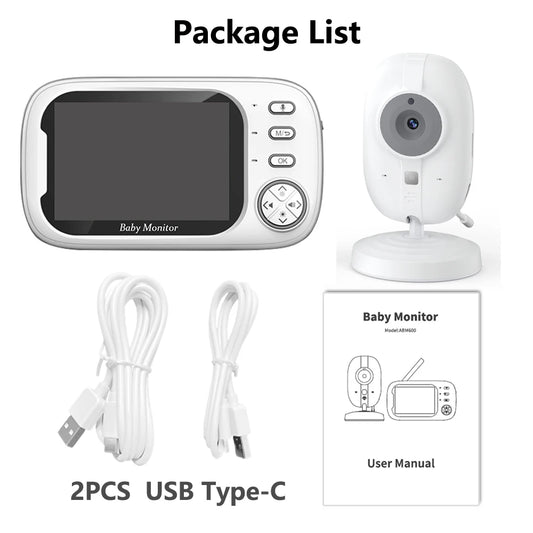 3.5 inch Wireless Video Baby Monitor Night Vision Temperature Monitoring 2 Way Audio