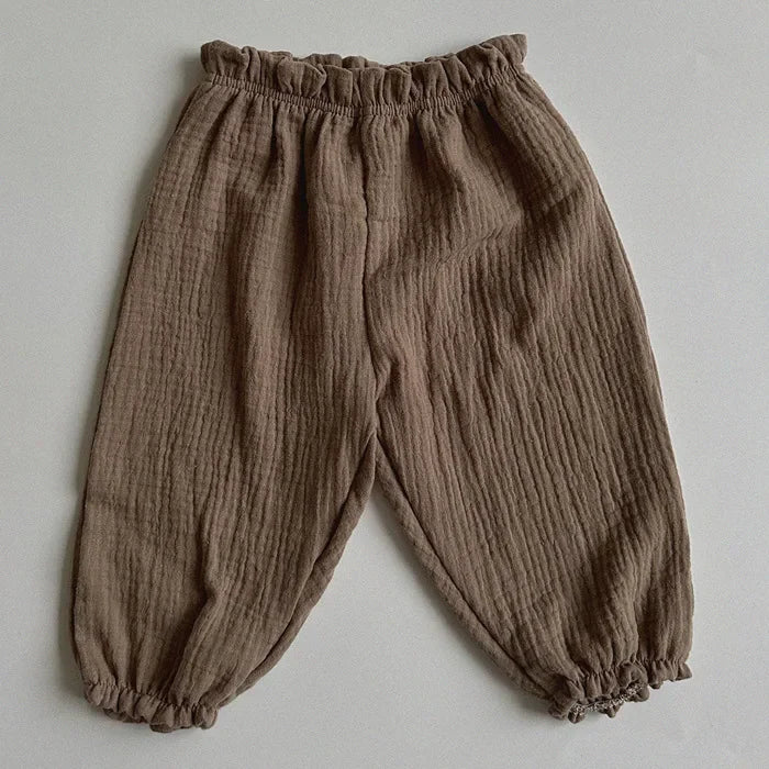 Organic Cotton Baby Pants Newborn Toddlers Print Soft Muslin Clothes Pants Capris