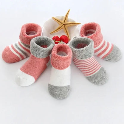 5Pairs/lot unisex Non-Skid Baby Shoe Socks 0-12months Cotton