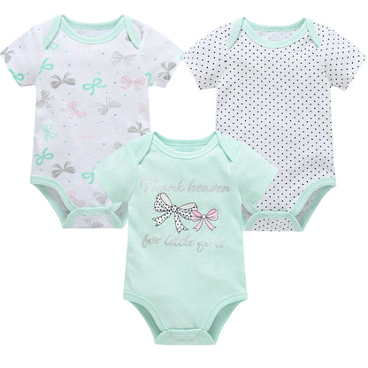 3/6 pcs a lot Baby Girls Clothes Cotton Short Sleeve Girl Bodysuit 0-12 Months Newborn